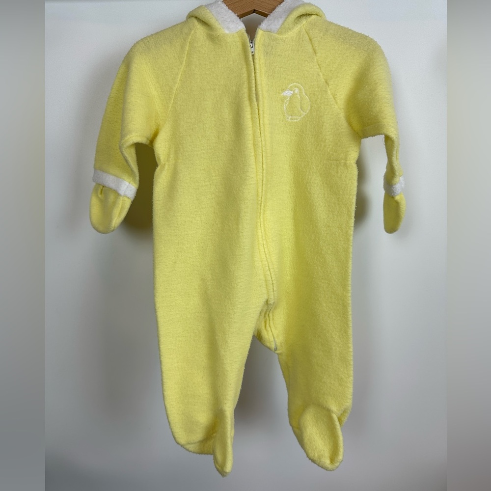 Vintage Carters Yellow Baby Bunting Winter Suit Fleece up to 20 lbs